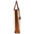 Celine Vertical Cover Canvas Large Tote Brown Ivory Leather Gold — view 3