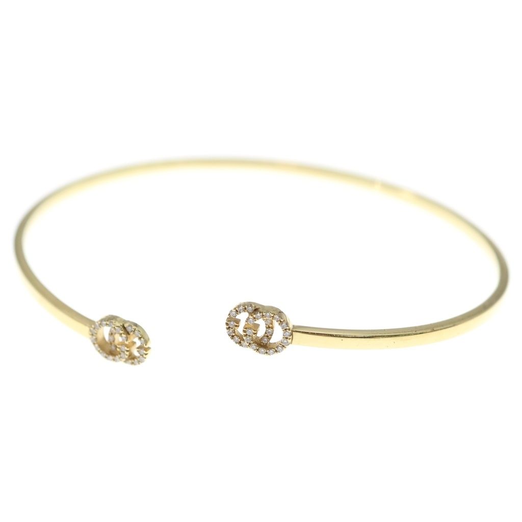 Gucci Double GG Running Diamond Bracelet Bangle Gold