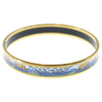 Hermes Enamel Bangle Lion Motif Bracelet White Blue Gold — view 4
