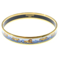 Hermes Enamel Bangle Lion Motif Bracelet White Blue Gold