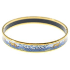 Hermes Enamel Bangle Lion Motif Bracelet White Blue Gold — view 3