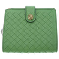Bottega Veneta Intrecciato Bifold Wallet Green Leather Compact