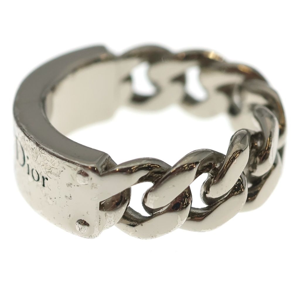 Dior Couture Logo Metal Chain Link Ring Silver