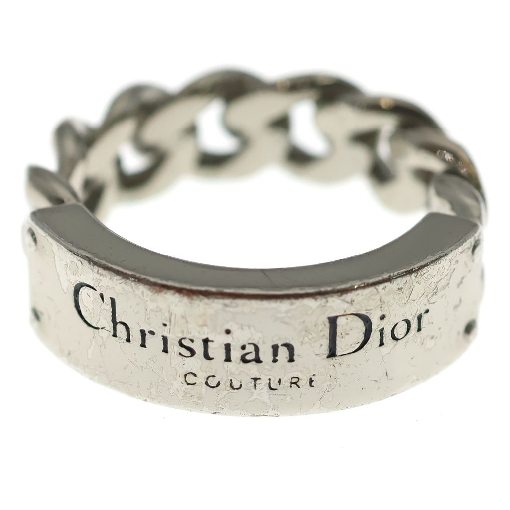 Dior Couture Logo Metal Chain Link Ring Silver
