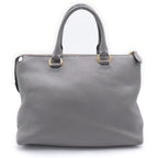 Prada 2-Way Tote Shoulder Bag Gray Leather Gold — view 2