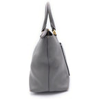 Prada 2-Way Tote Shoulder Bag Gray Leather Gold — view 3