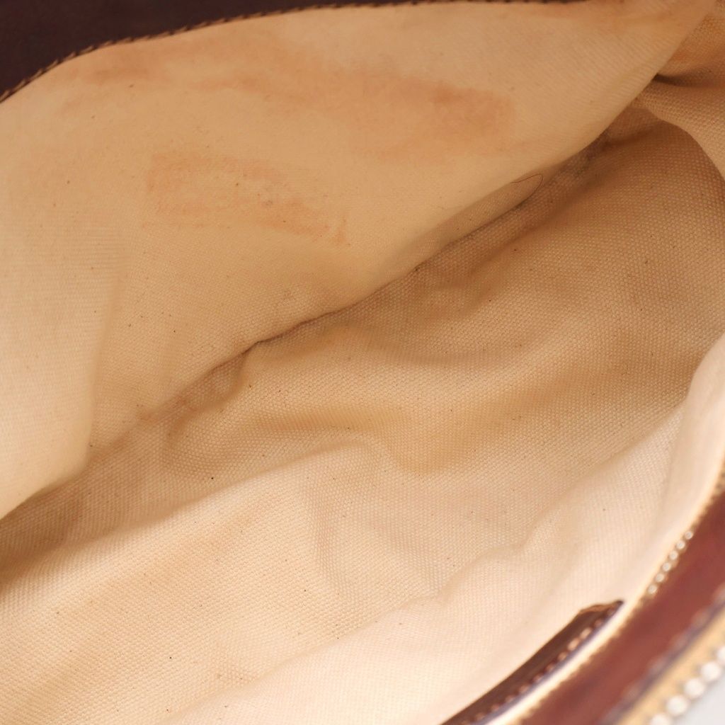 Prada Shoulder Bag Brown Ivory Leather Canvas Silver — view 5