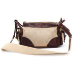 Prada Shoulder Bag Brown Ivory Leather Canvas Silver — view 2