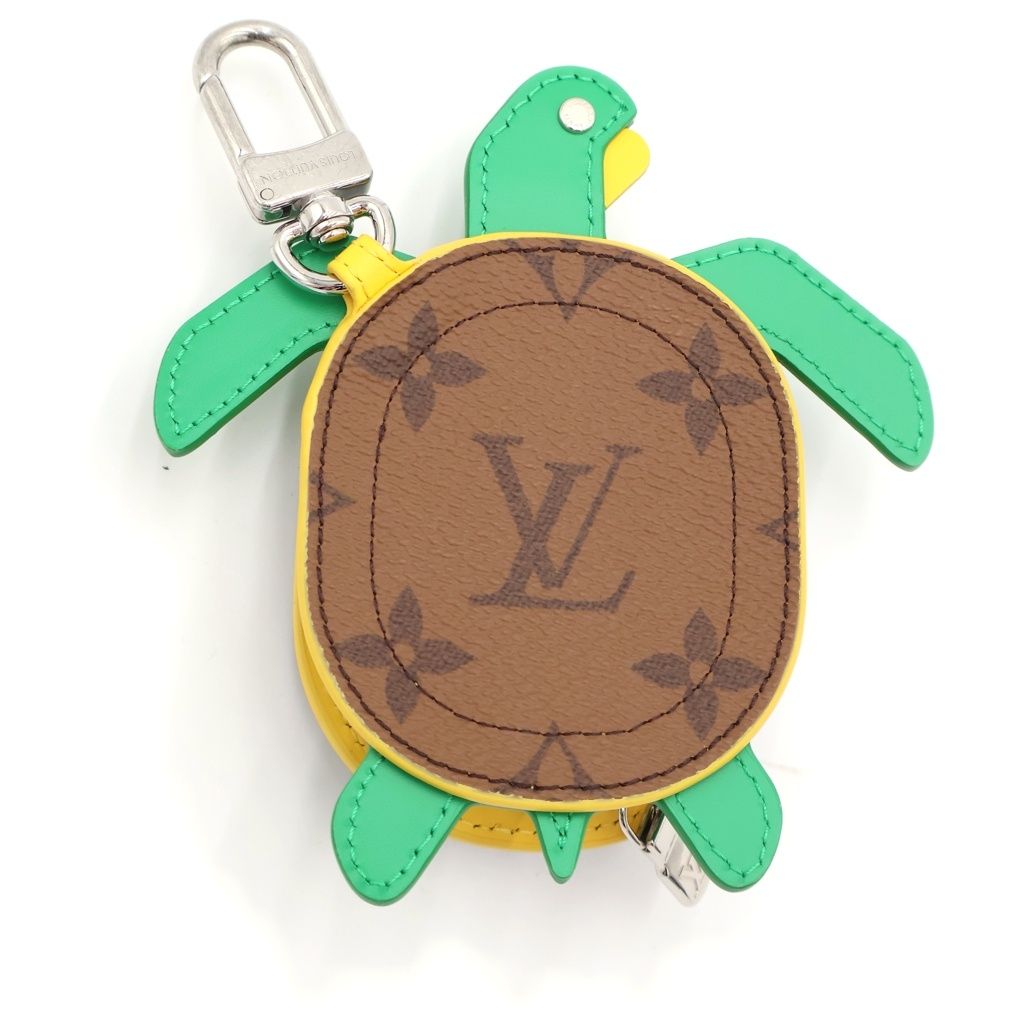 Louis Vuitton Monogram Turtle Charm Pouch Case Brown Green Silver — view 2