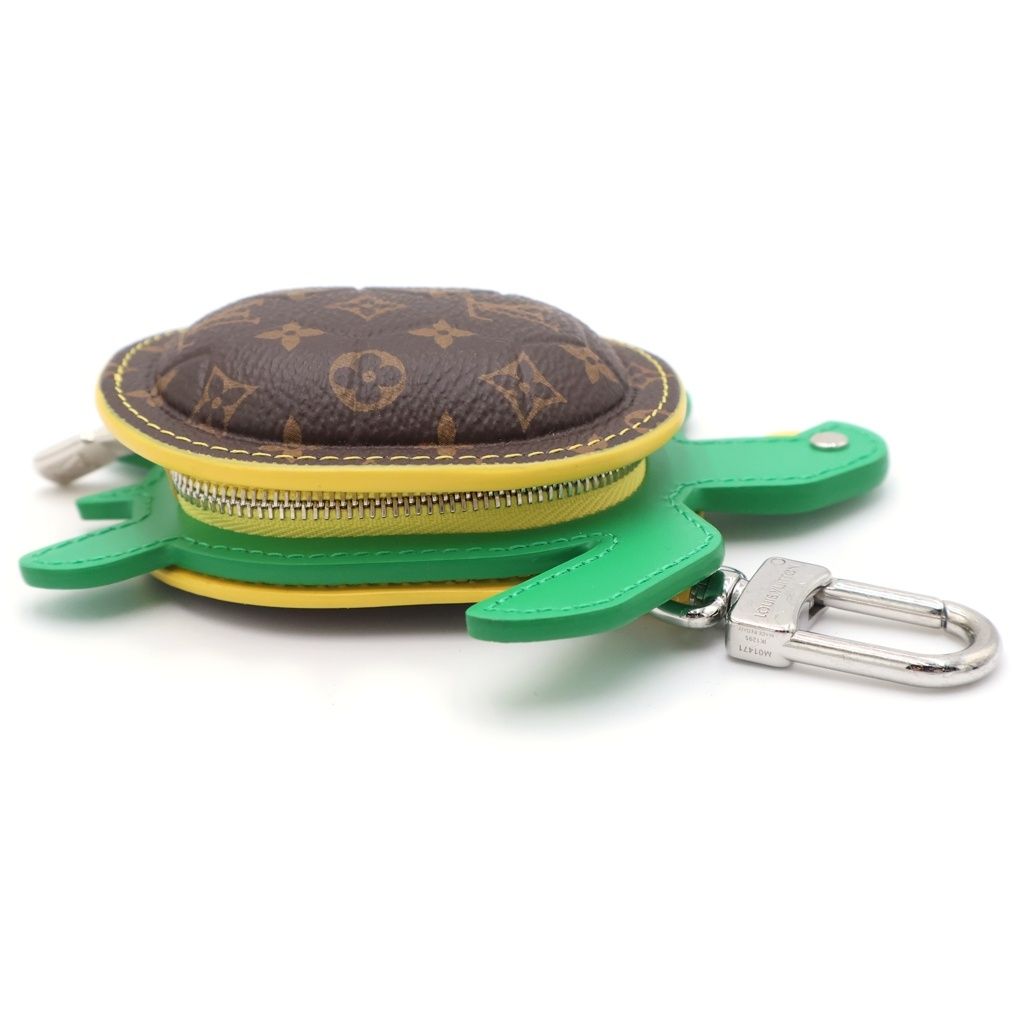 Louis Vuitton Monogram Turtle Charm Pouch Case Brown Green Silver — view 3