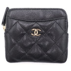 Chanel Quilted Classic Zip Coin Purse Black Caviar Leather Gold