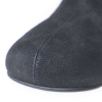 Hermes Halo Suede Leather Square Toe Side Zip Long Boots Shoes Black — view 6