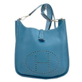Hermes Evelyne 3 PM Blue Jean Silver Shoulder Bag Taurillon