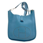 Hermes Evelyne 3 PM Blue Jean Silver Shoulder Bag Taurillon