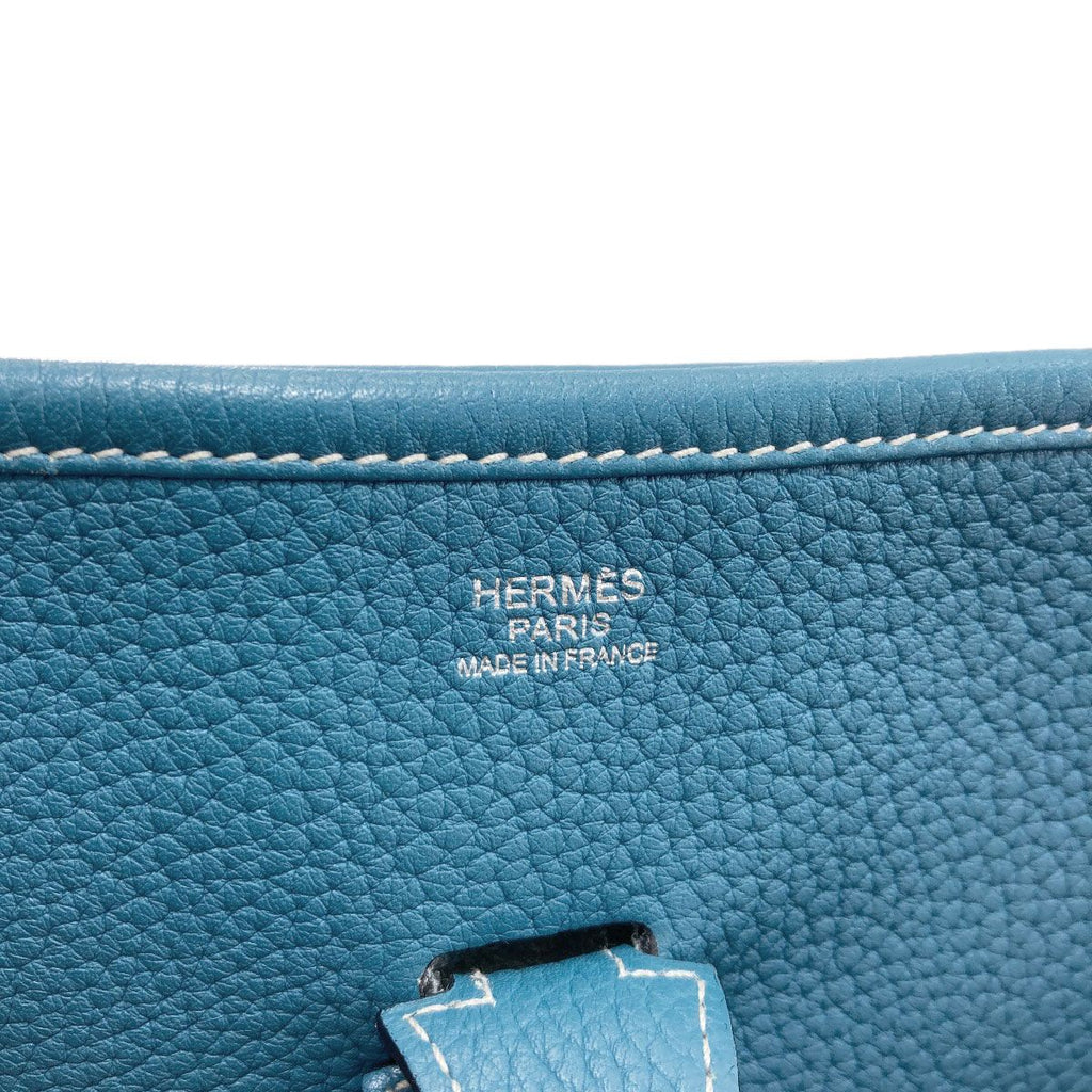 Hermes Evelyne 3 PM Blue Jean Silver Shoulder Bag Taurillon — view 5