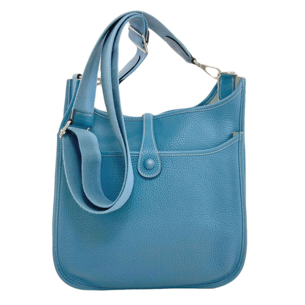 Hermes Evelyne 3 PM Blue Jean Silver Shoulder Bag Taurillon — view 2