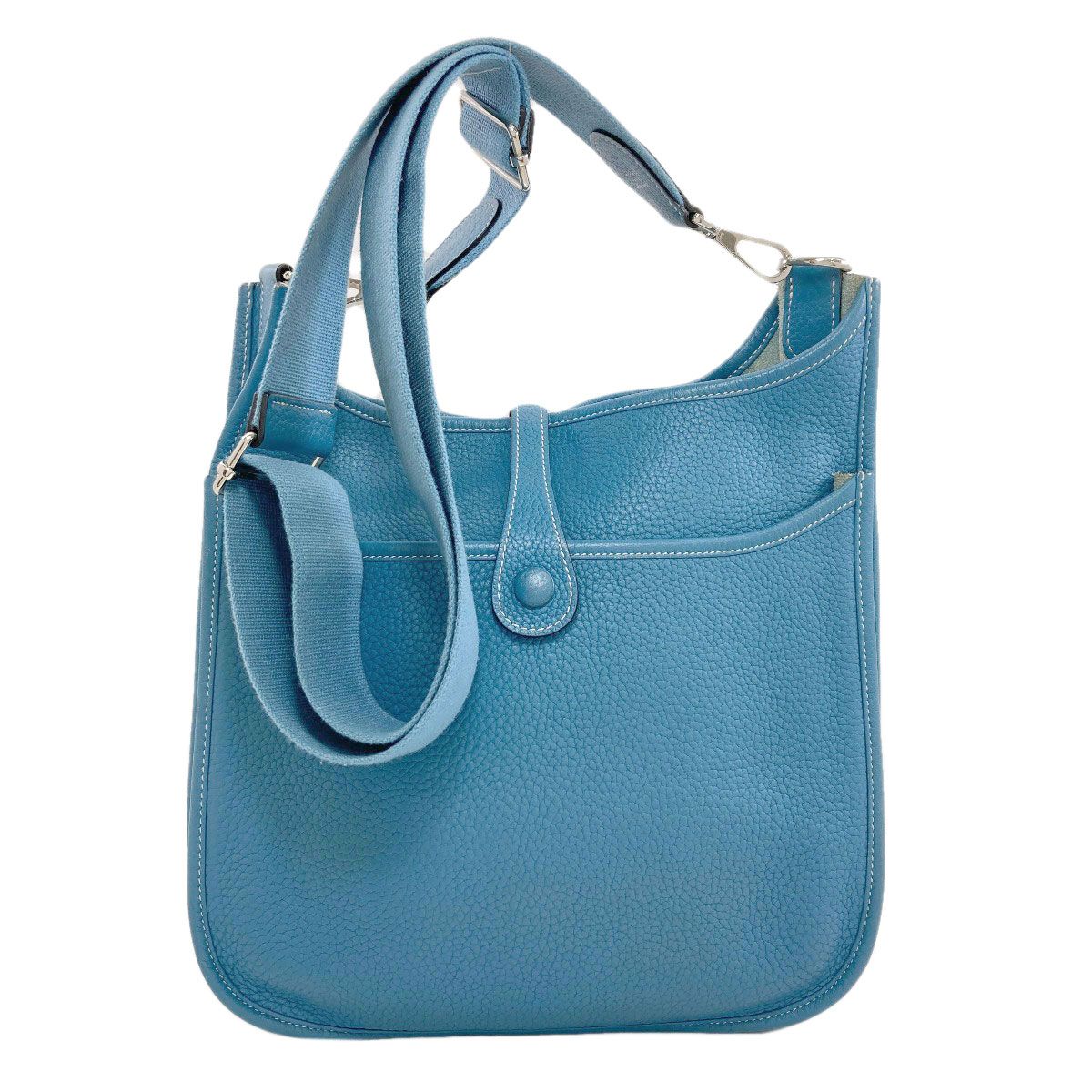 Hermes Evelyne 3 PM Blue Jean Silver Shoulder Bag Taurillon — view 2