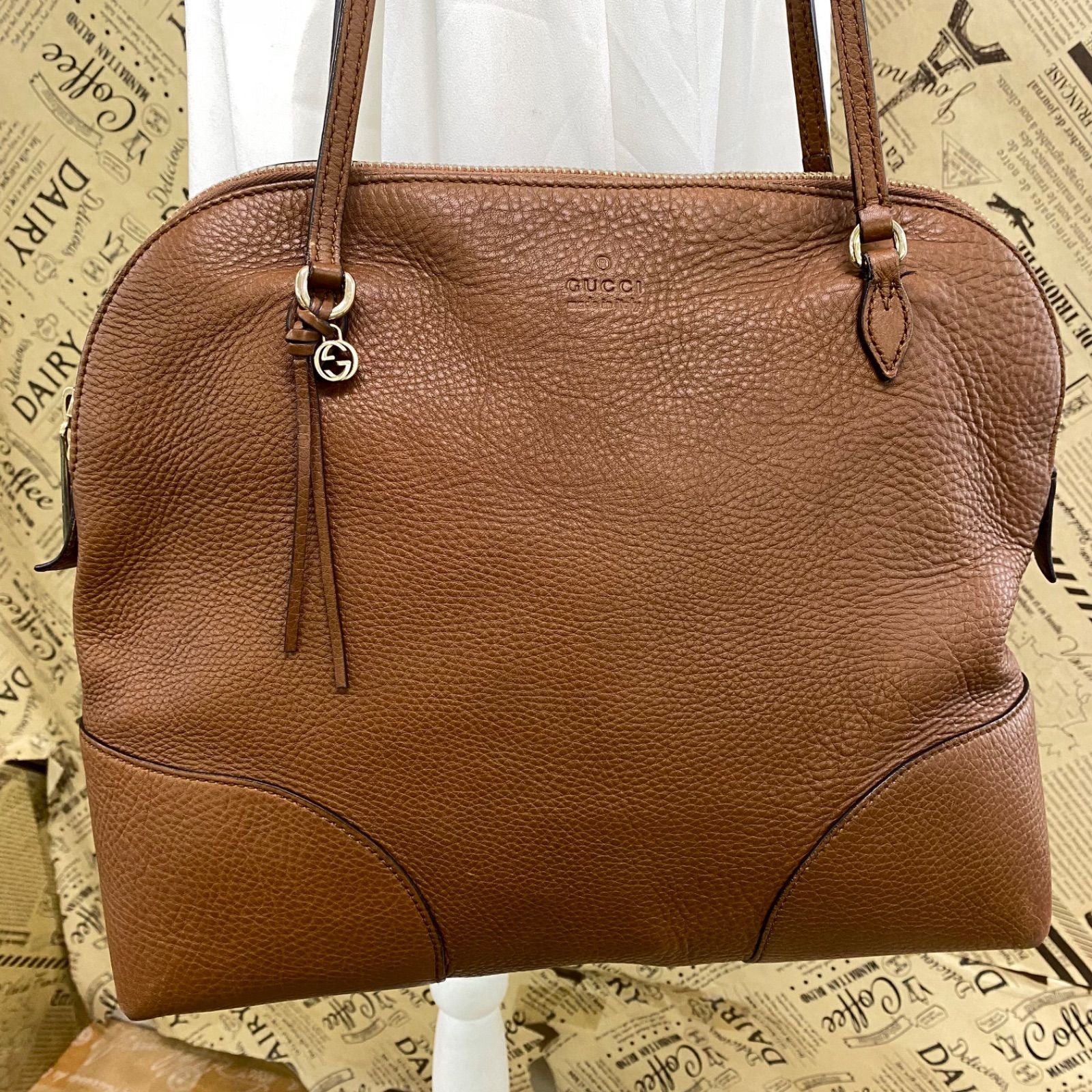 Gucci Handbag Leather Brown Travel Business