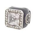 Gucci Signet Interlocking Ring 925 Sterling Silver Crystal Clear
