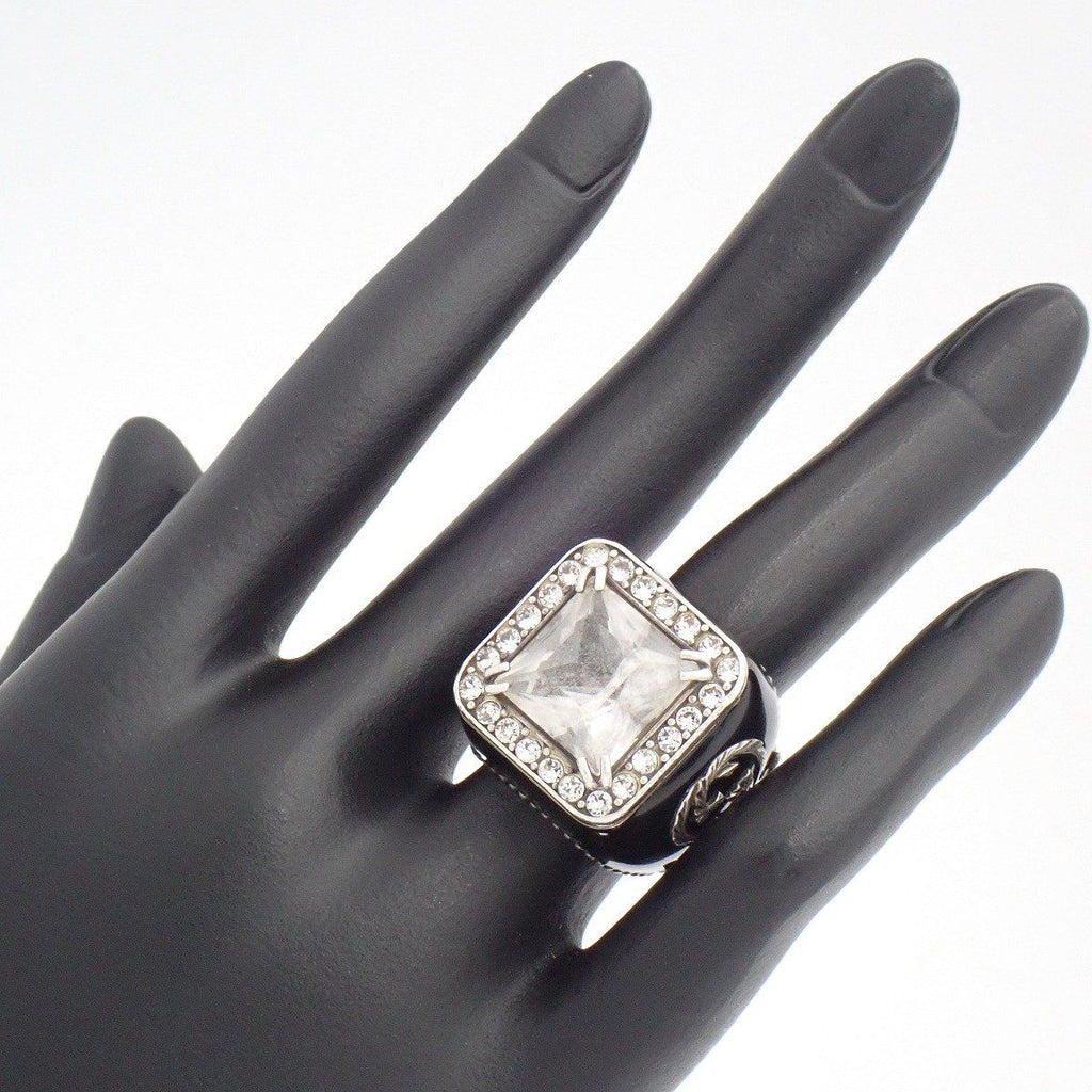 Gucci Signet Interlocking Ring 925 Sterling Silver Crystal Clear — view 6