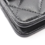 Chanel Shoulder Bag Quilted Black Caviar Leather Chain Wallet — view 8
