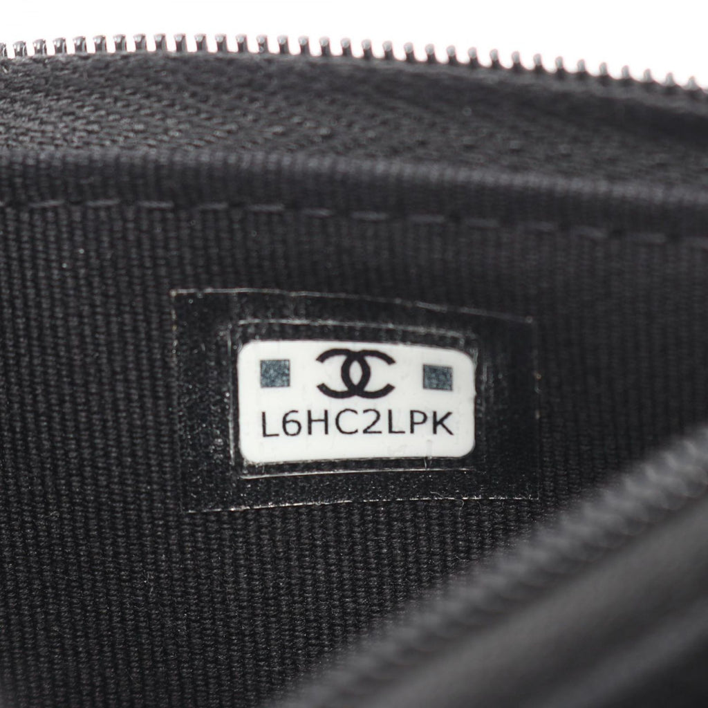 Chanel Shoulder Bag Quilted Black Caviar Leather Chain Wallet — view 6