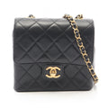 Chanel Shoulder Bag Quilted Black Leather Mini Flap