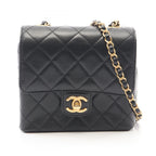 Chanel Shoulder Bag Quilted Black Leather Mini Flap