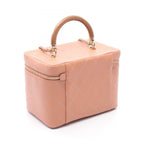 Chanel Shoulder Bag Quilted Pink Beige Leather Wood Handle Vanity Chain — view 2