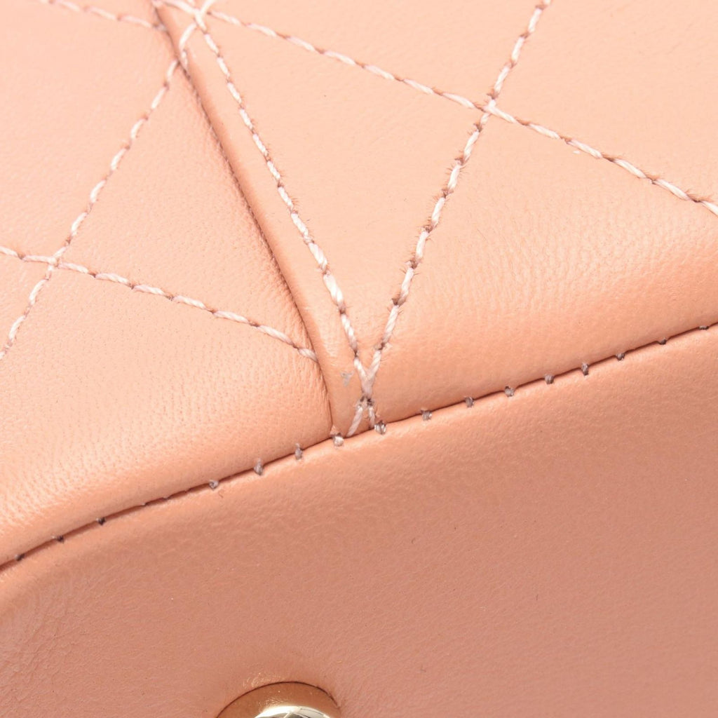 Chanel Shoulder Bag Quilted Pink Beige Leather Wood Handle Vanity Chain — view 7