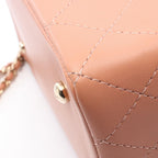 Chanel Shoulder Bag Quilted Pink Beige Leather Wood Handle Vanity Chain — view 6