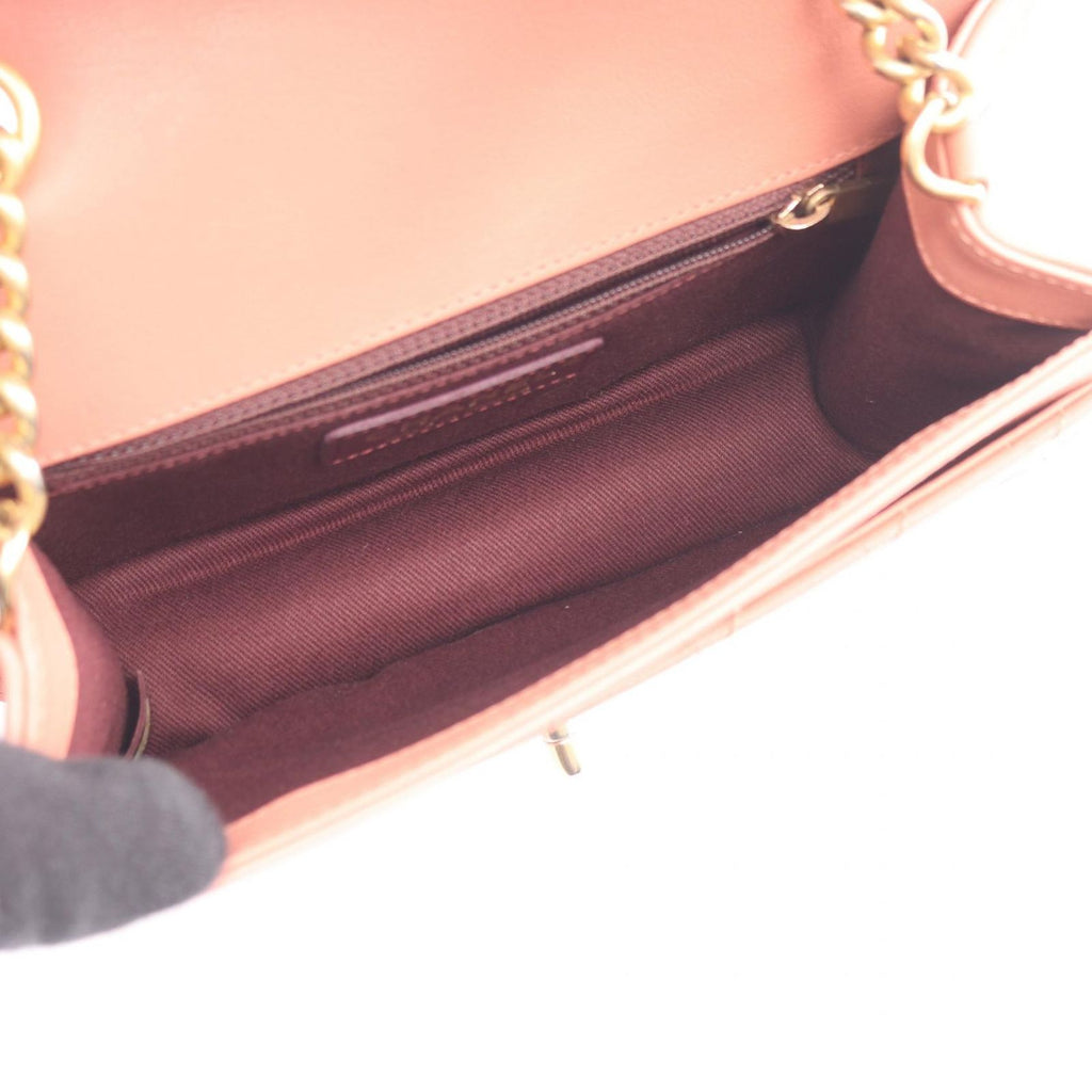 Chanel Shoulder Bag Quilted Pink Leather Chain — view 3