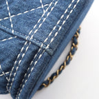 Chanel Shoulder Bag CC Logo Vanity 2-Way Denim Blue Quilted Chain — view 9