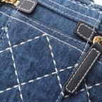 Chanel Shoulder Bag CC Logo Vanity 2-Way Denim Blue Quilted Chain — view 7