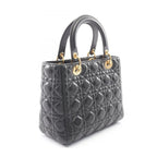 Dior Handbag Lady Dior Cannage 2-Way Black Leather Tote — view 2