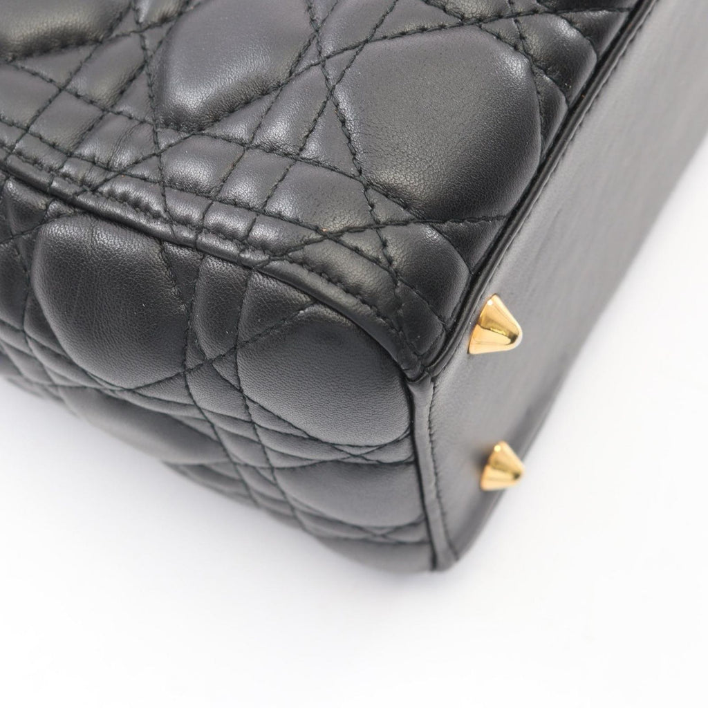 Dior Handbag Lady Dior Cannage 2-Way Black Leather Tote — view 6