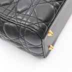Dior Handbag Lady Dior Cannage 2-Way Black Leather Tote — view 6
