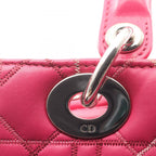 Dior Handbag Lady Dior Cannage 2-Way Magenta Leather Tote — view 7