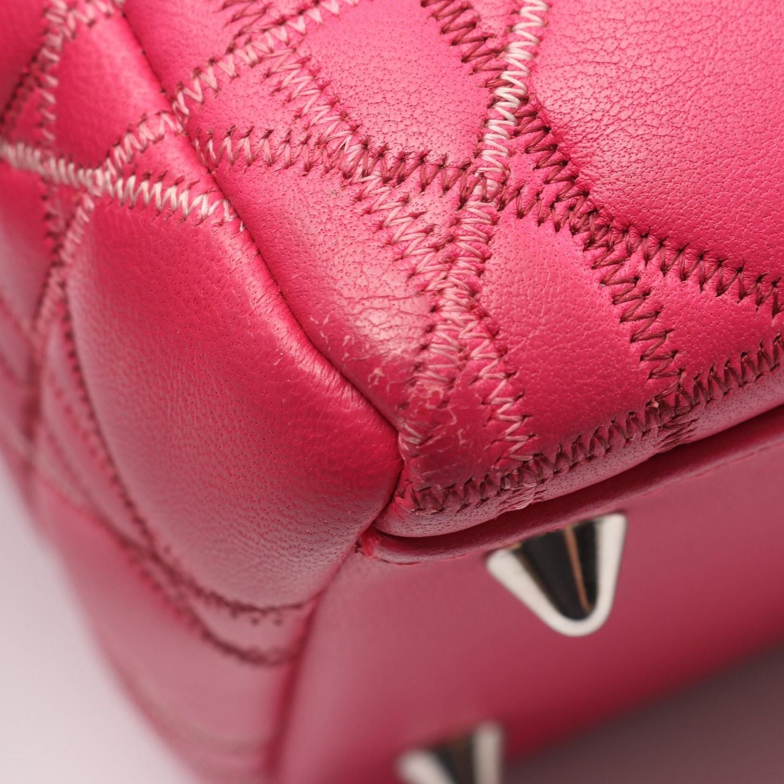 Dior Handbag Lady Dior Cannage 2-Way Magenta Leather Tote — view 5