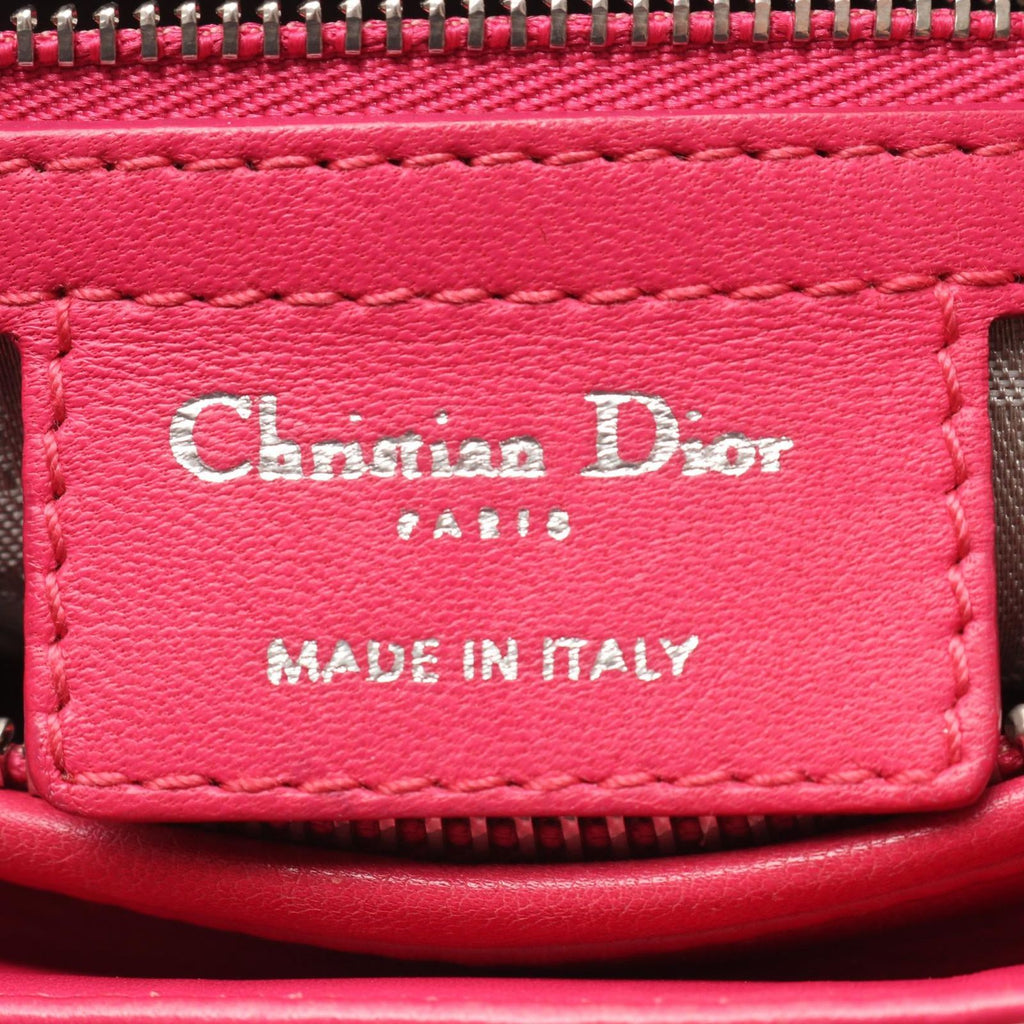 Dior Handbag Lady Dior Cannage 2-Way Magenta Leather Tote — view 4