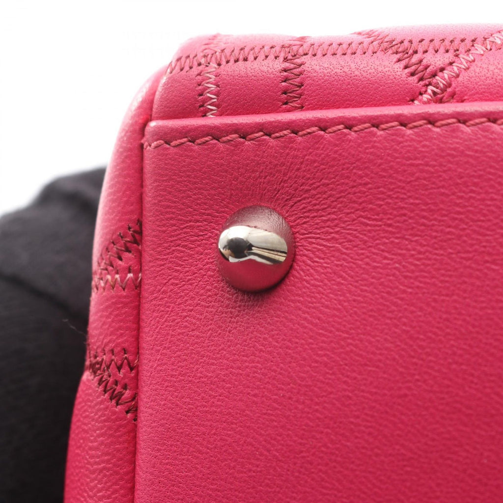 Dior Handbag Lady Dior Cannage 2-Way Magenta Leather Tote — view 6