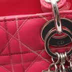 Dior Handbag Lady Dior Cannage 2-Way Magenta Leather Tote — view 8