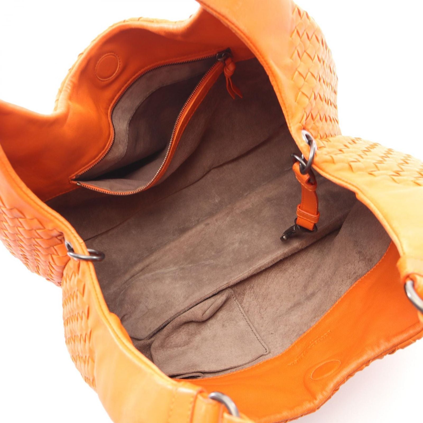 Bottega Veneta Shoulder Bag Campana Intrecciato Orange Leather — view 3