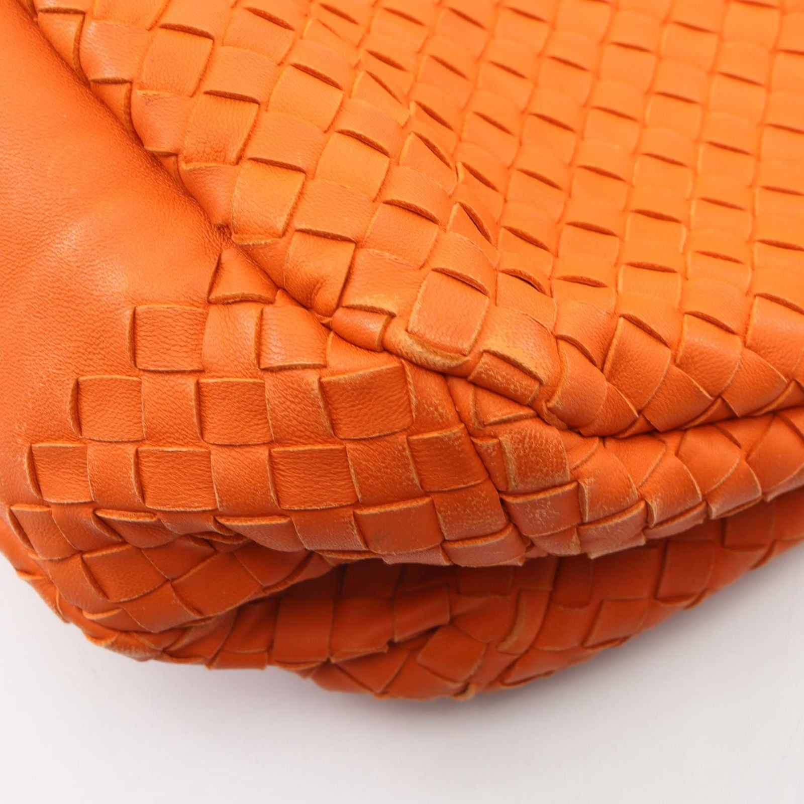 Bottega Veneta Shoulder Bag Campana Intrecciato Orange Leather — view 7