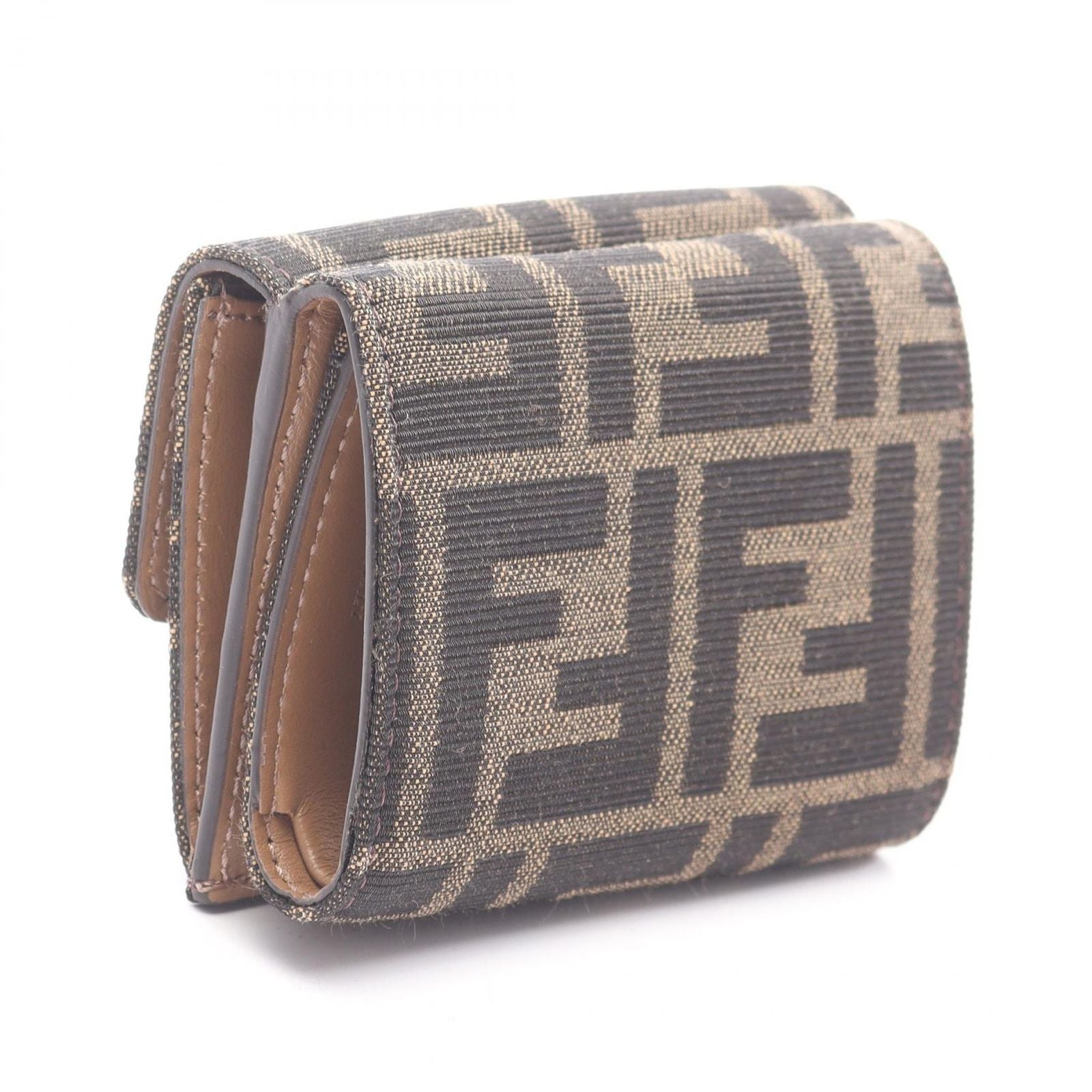 Fendi Trifold Wallet Baguette Zucca Brown Canvas Micro — view 2