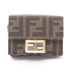 Fendi Trifold Wallet Baguette Zucca Brown Canvas Micro
