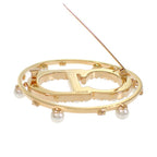 Dior Clair D Lune Brooch Metal Resin Pearl Gold — view 7