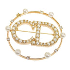 Dior Clair D Lune Brooch Metal Resin Pearl Gold — view 2