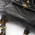 Chanel Backpack Quilted Black Lambskin Double Turnlock Chain — view 8