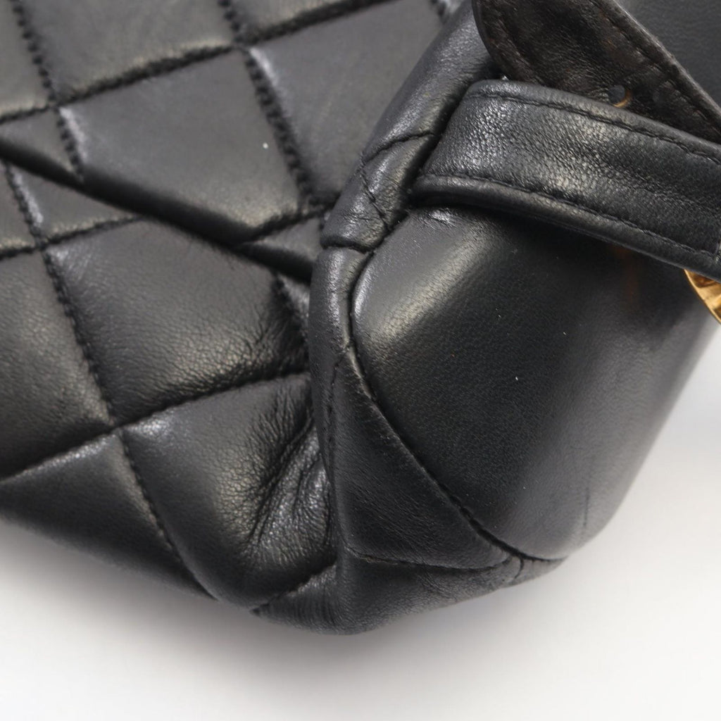 Chanel Backpack Quilted Black Lambskin Double Turnlock Chain — view 7